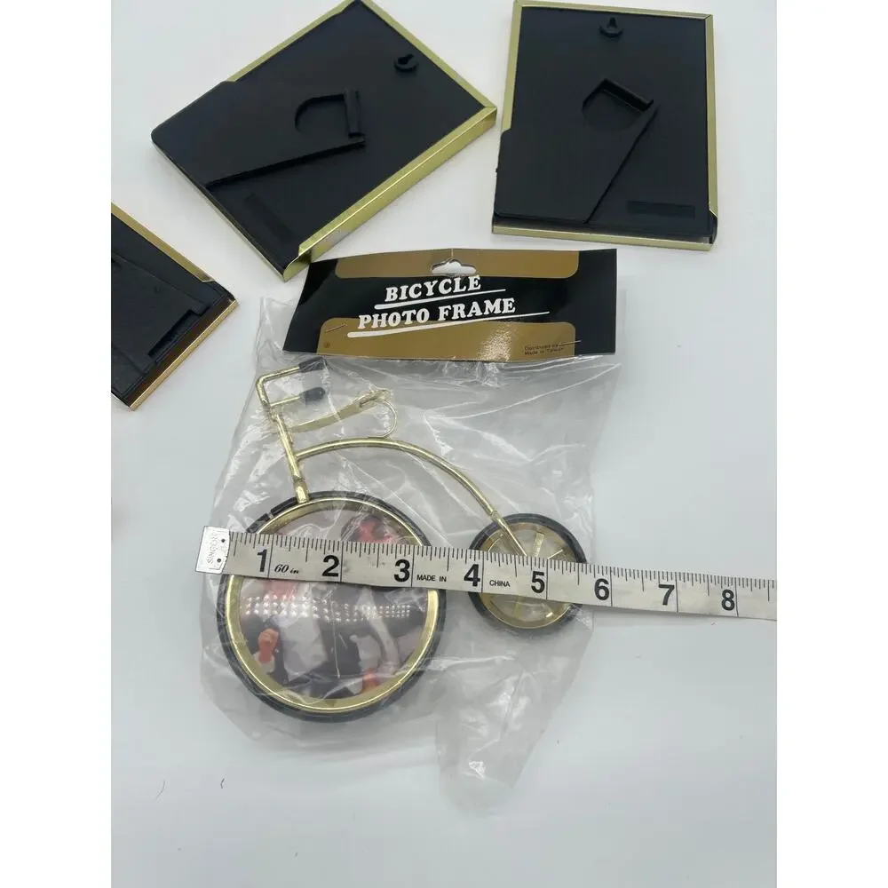 Lot 5 Vintage Picture Frames Incl Bicycle Frames Gold Tone Various Sizes